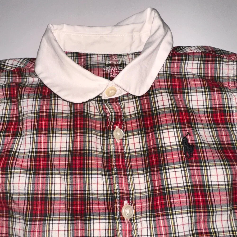 POLO RALPH LAUREN PLAID DRESS 24M LONG SLEEVE BUTTON FRONT WITH COLLAR